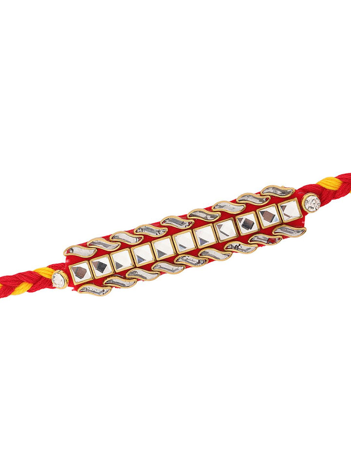 Voylla Elegant Kundan Stone Studded Thread Rakhi With Roli Chawal