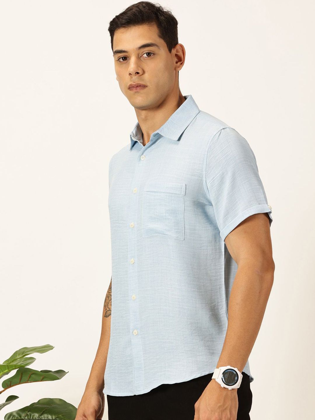 Thomas Scott Men Premium Slim Fit Textured Casual Shirt