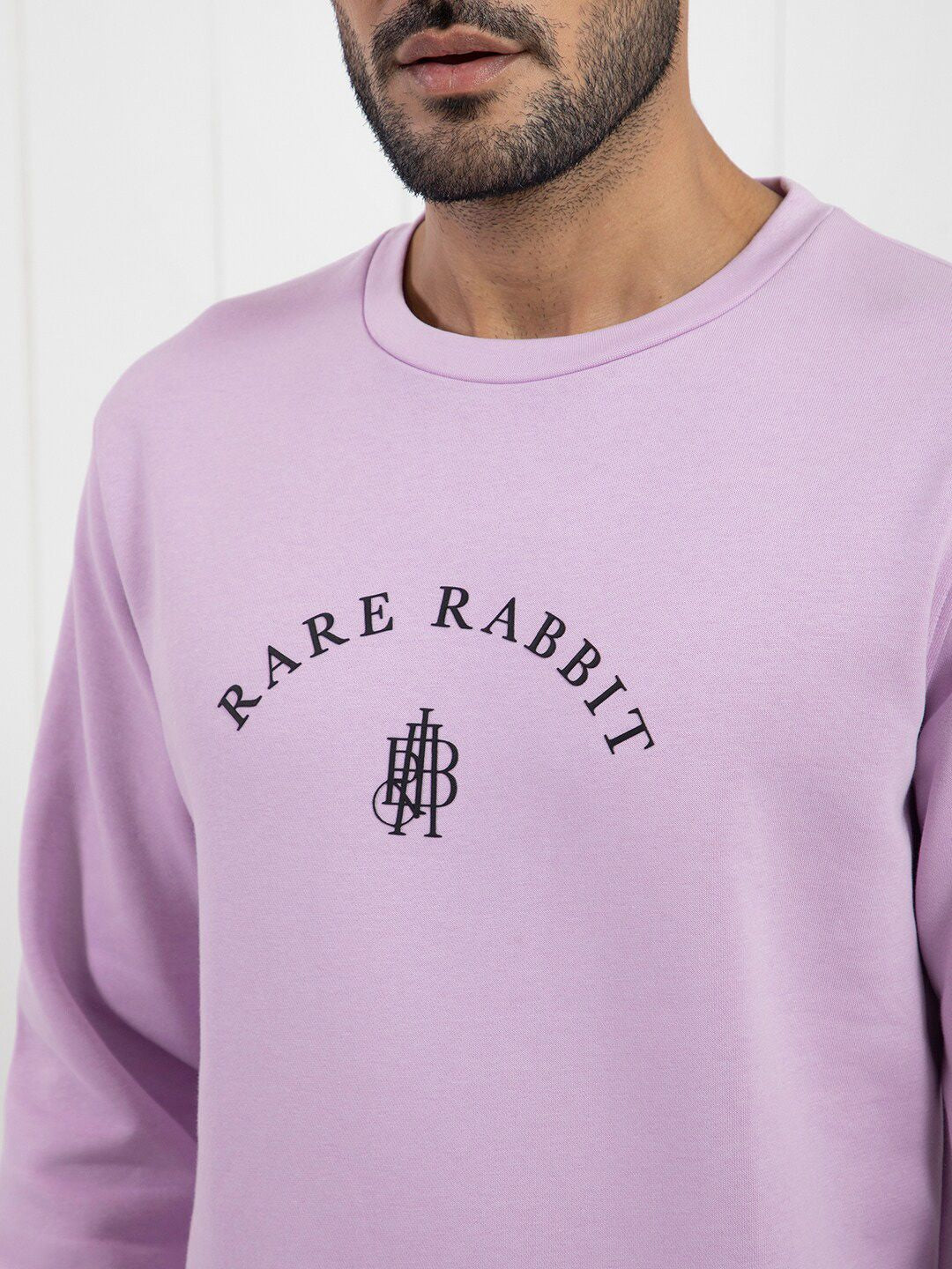 RARE RABBIT Men Nomic Logo Print Round Neck Sweatshirt
