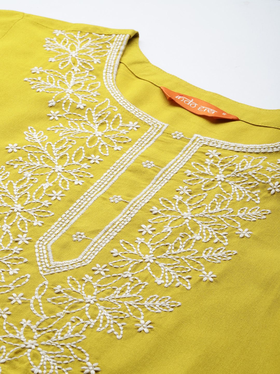 Indo Era Floral Embroidered Thread Work Kurta