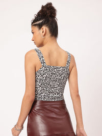 DressBerry B&W Mini Florals Empire Top