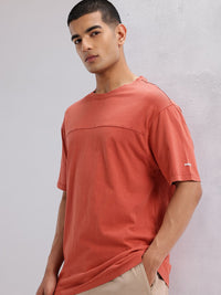 HRX by Hrithik Roshan Drop-Shoulder Sleeves Panelled Pure Cotton Lifestyle T-shirt