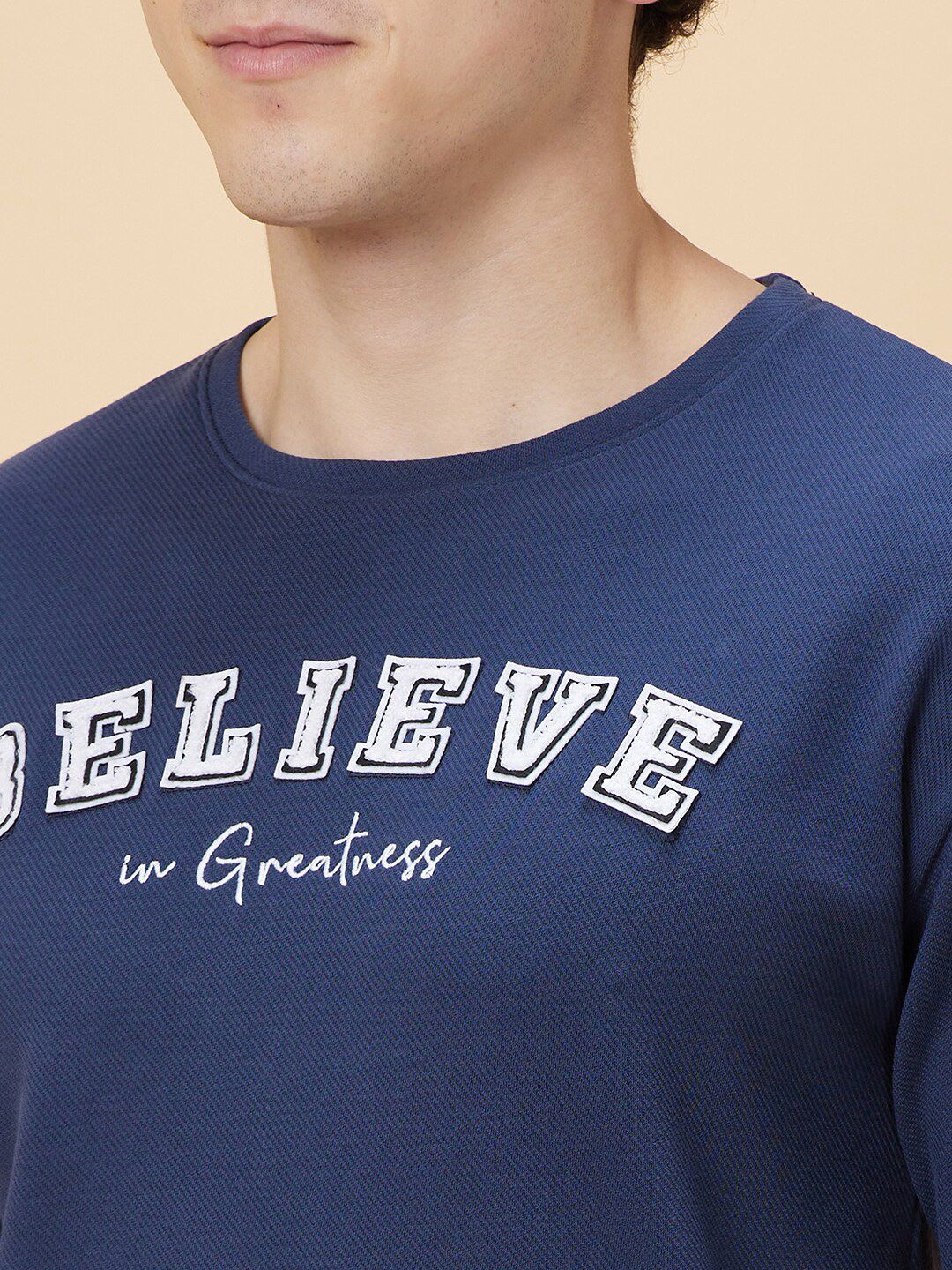 Being Human Men Typography Printed Applique T-shirt