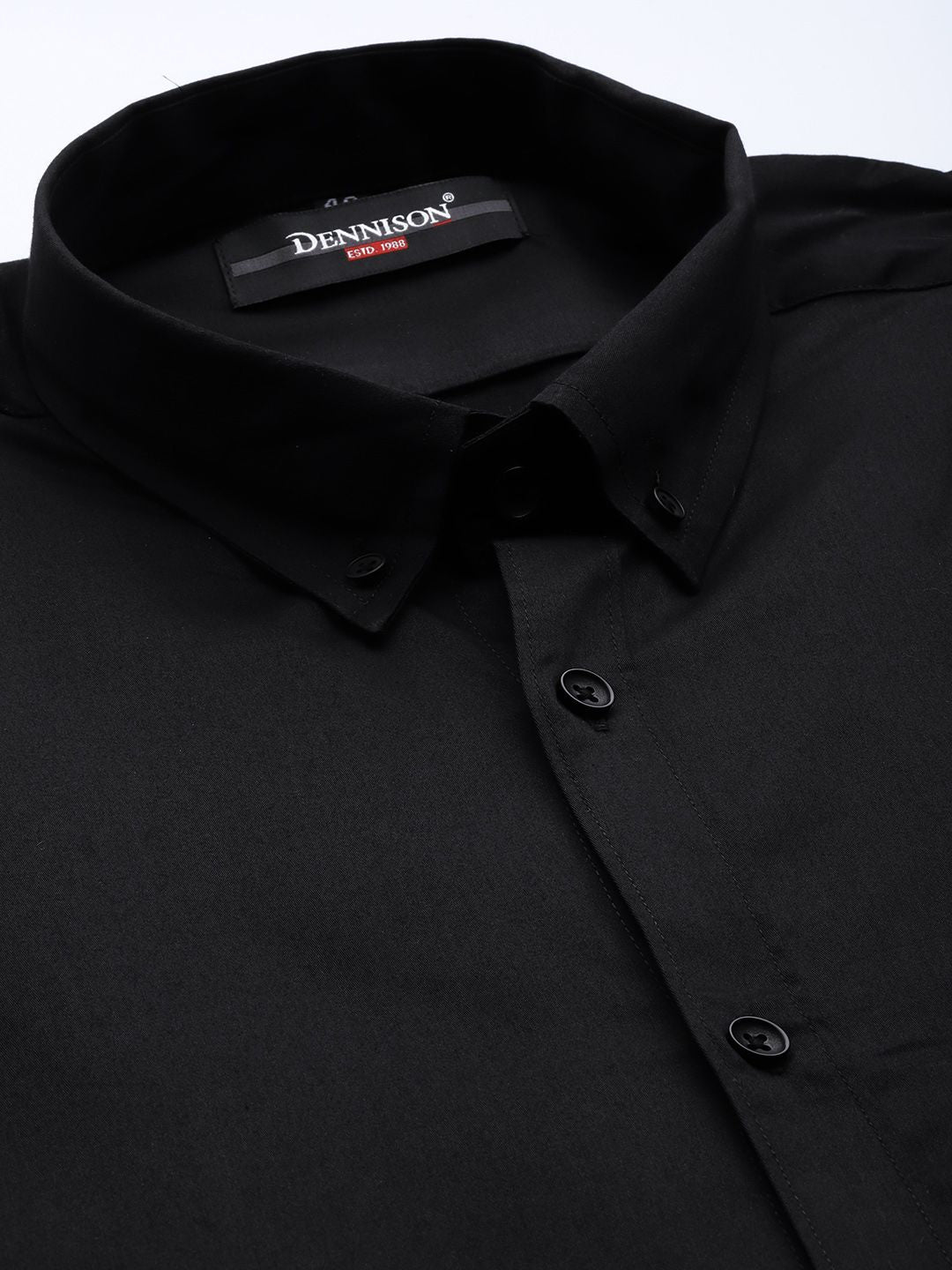 DENNISON Men Black Smart Slim Fit Opaque Formal Shirt