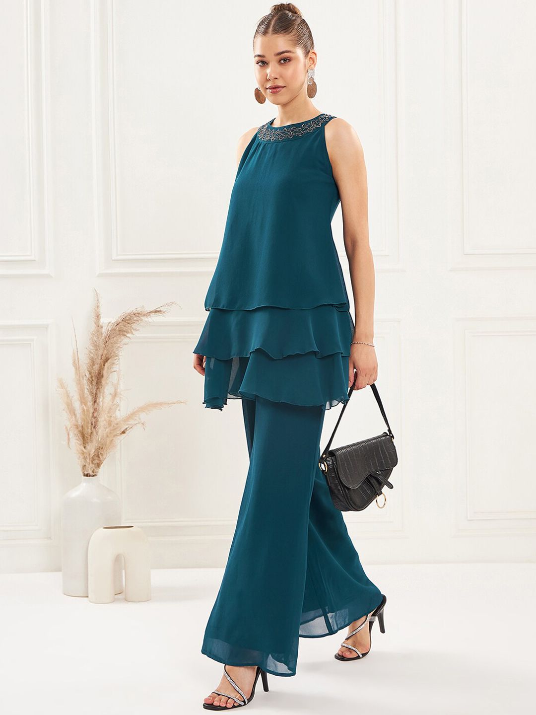 Antheaa Embellished Tunic & Palazzo