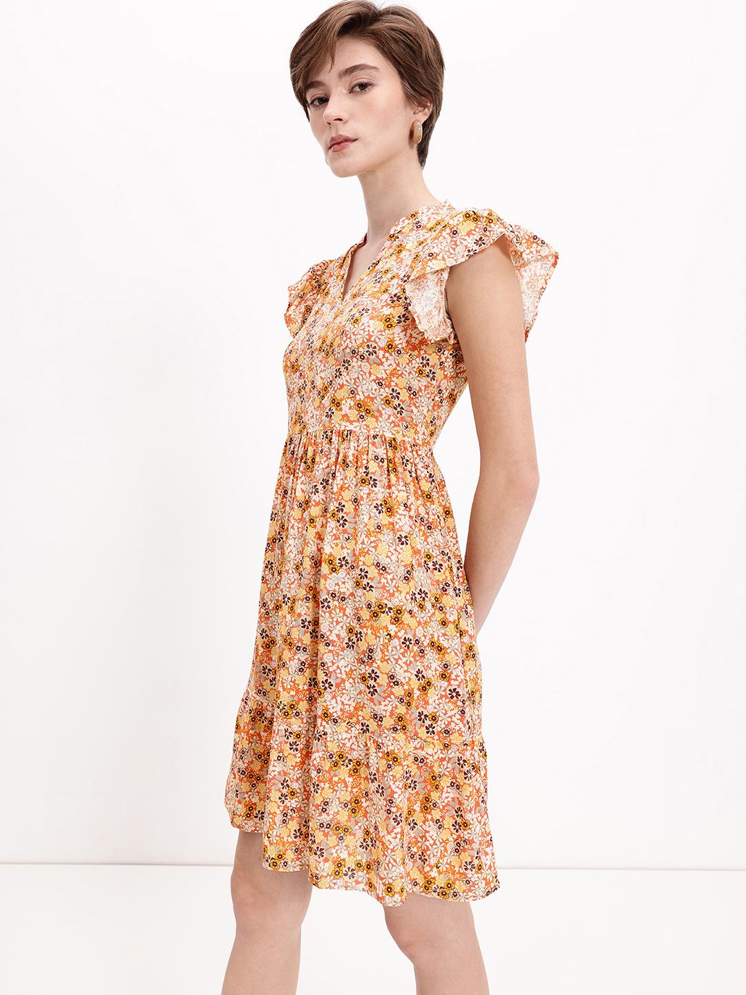 DressBerry Whispering Flutters Autumnal Garden Fit-N-Flow Dress