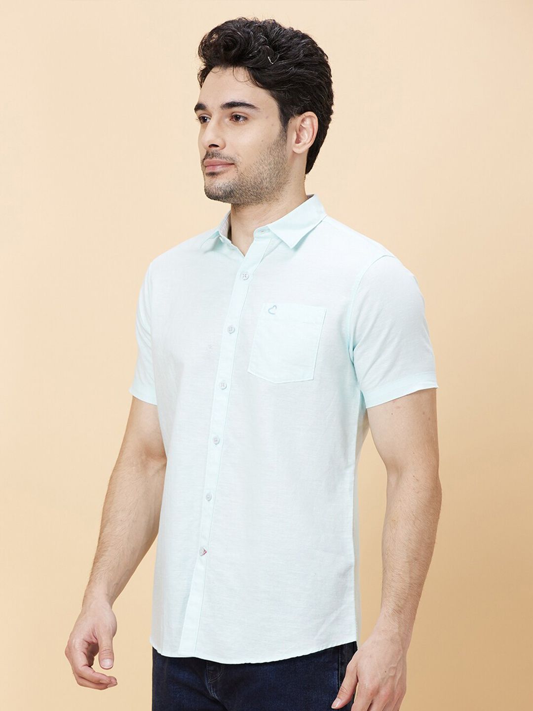 Being Human Spread Collar Slim Fit Cotton Casual Shirt