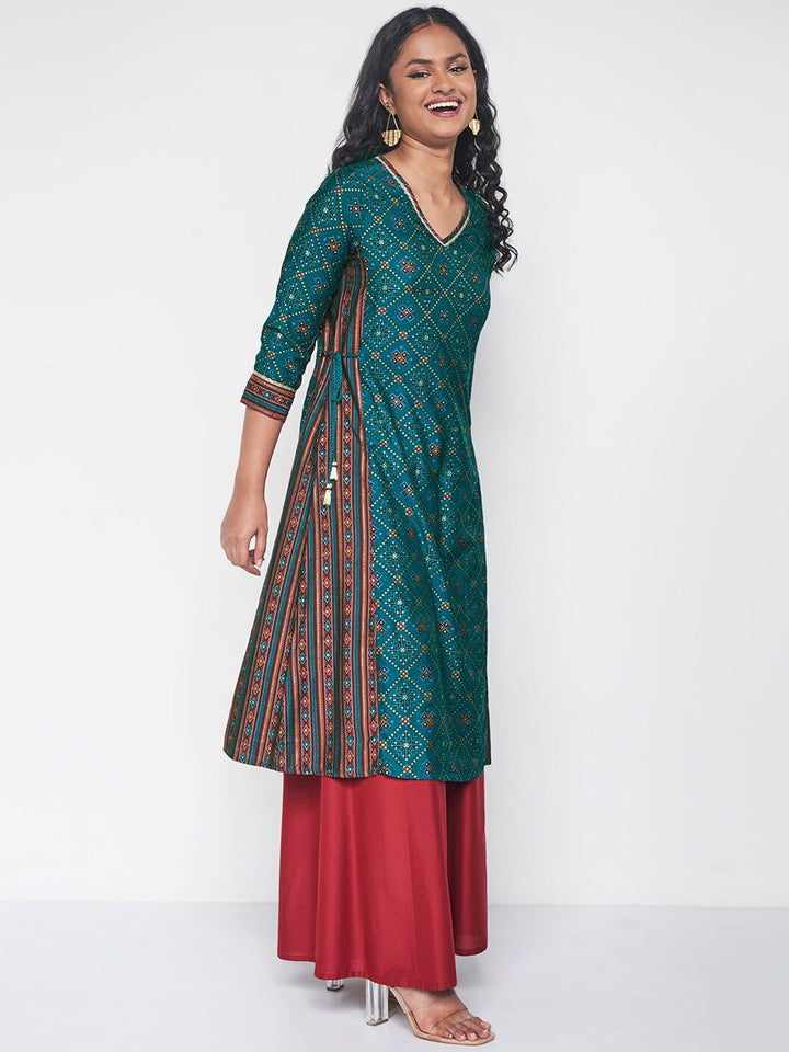 Global Desi Geometric Printed Kurta