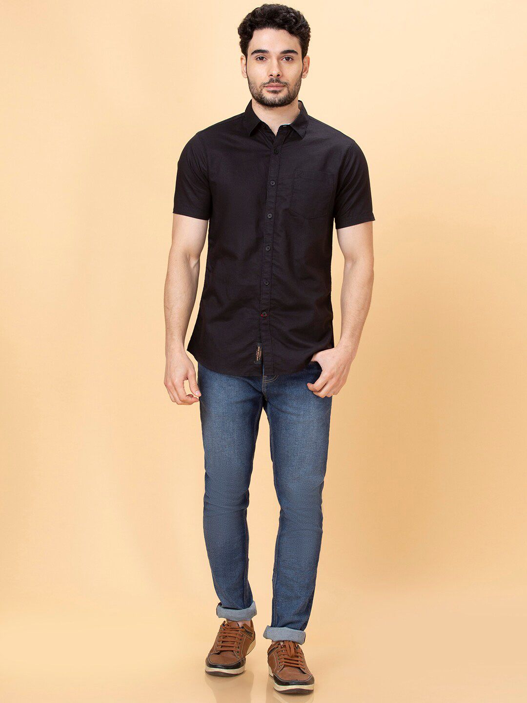 Being Human Spread Collar Slim Fit Cotton Casual Shirt