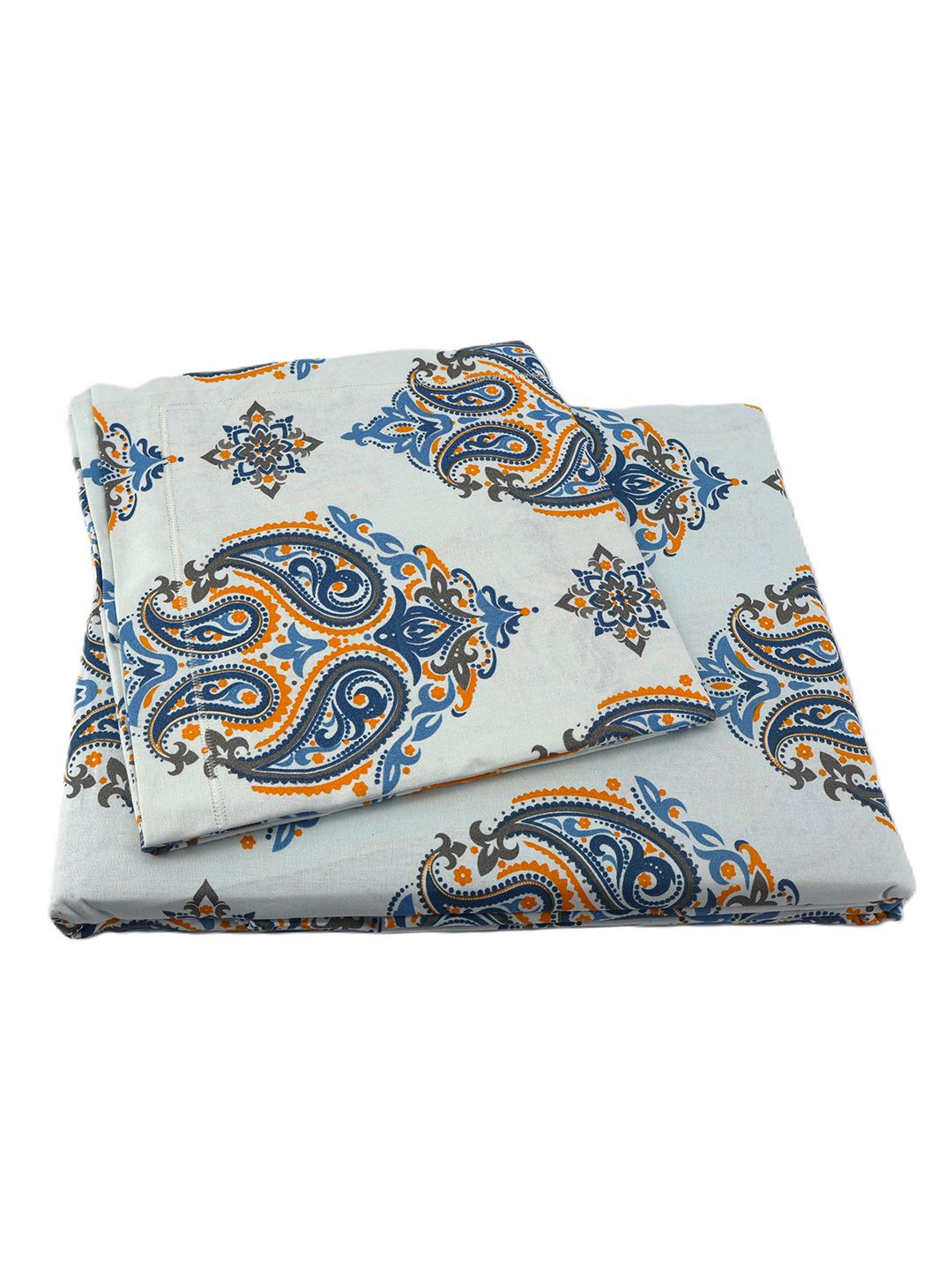 BOMBAY DYEING Cardinal Blue Floral Printed Cotton 120 TC Queen Bedsheet Set 2.54 x 2.24m