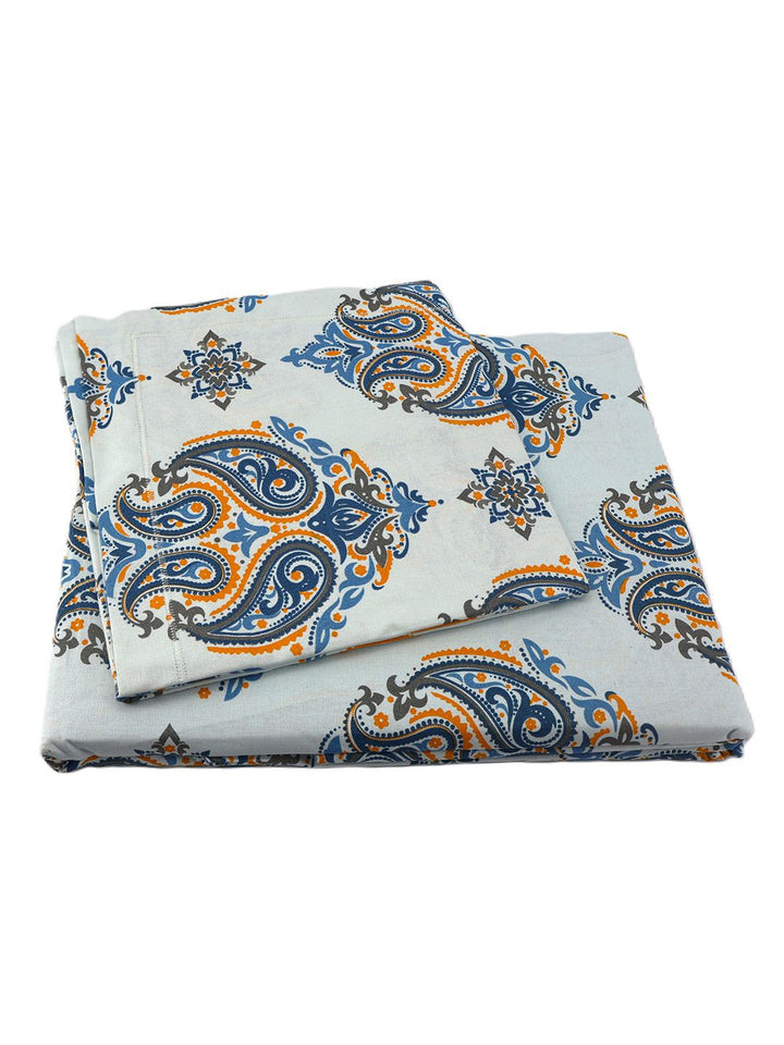 BOMBAY DYEING Cardinal Blue Floral Printed Cotton 120 TC Queen Bedsheet Set 2.54 x 2.24m