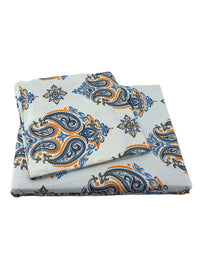 BOMBAY DYEING Cardinal Blue Floral Printed Cotton 120 TC Queen Bedsheet Set 2.54 x 2.24m