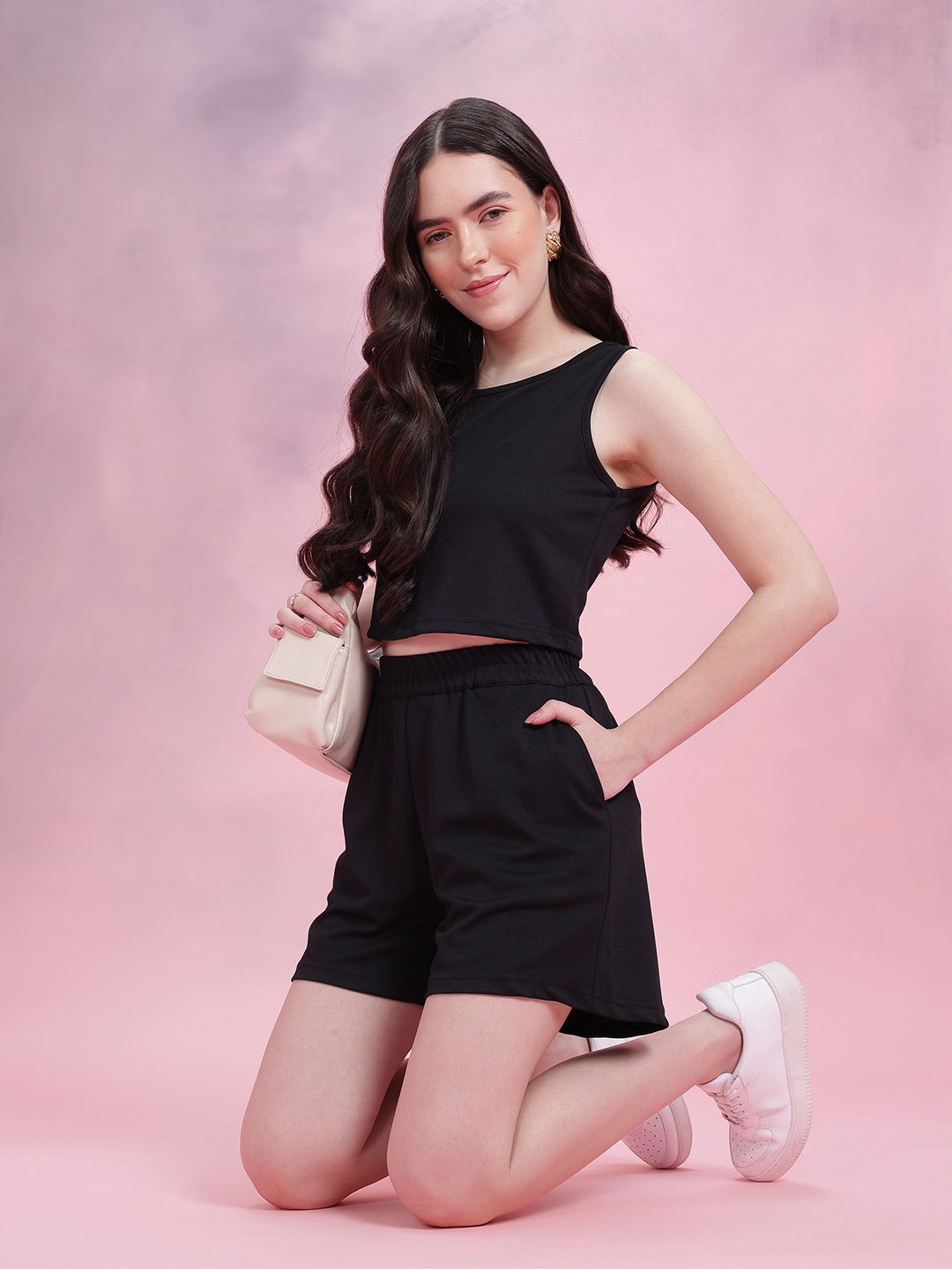 DressBerry Crop Tank Top With Pull On Shorts Co-ords