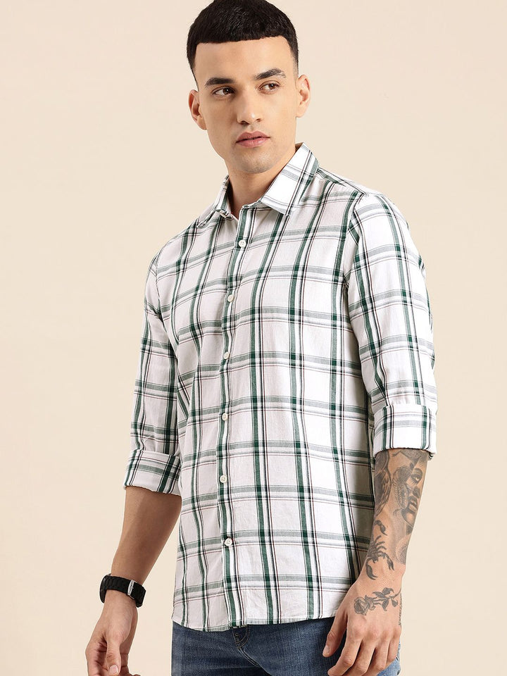 Being Human Pure Cotton Slim Fit Checked Casual Shirt