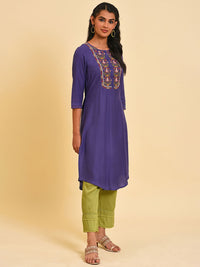 W Floral Beads Stones Embroidered Kurta