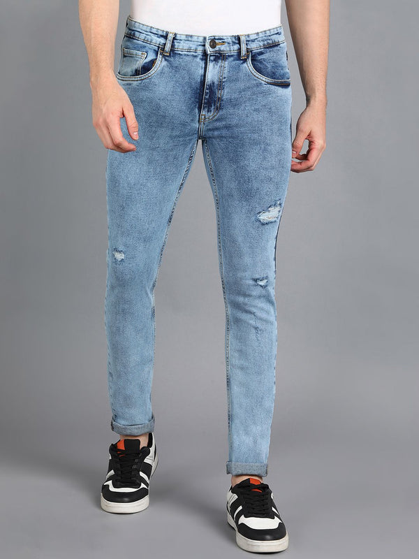 Urbano Fashion Men Slim Fit Mildly Distressed Heavy Fade Stretchable Cotton Jeans