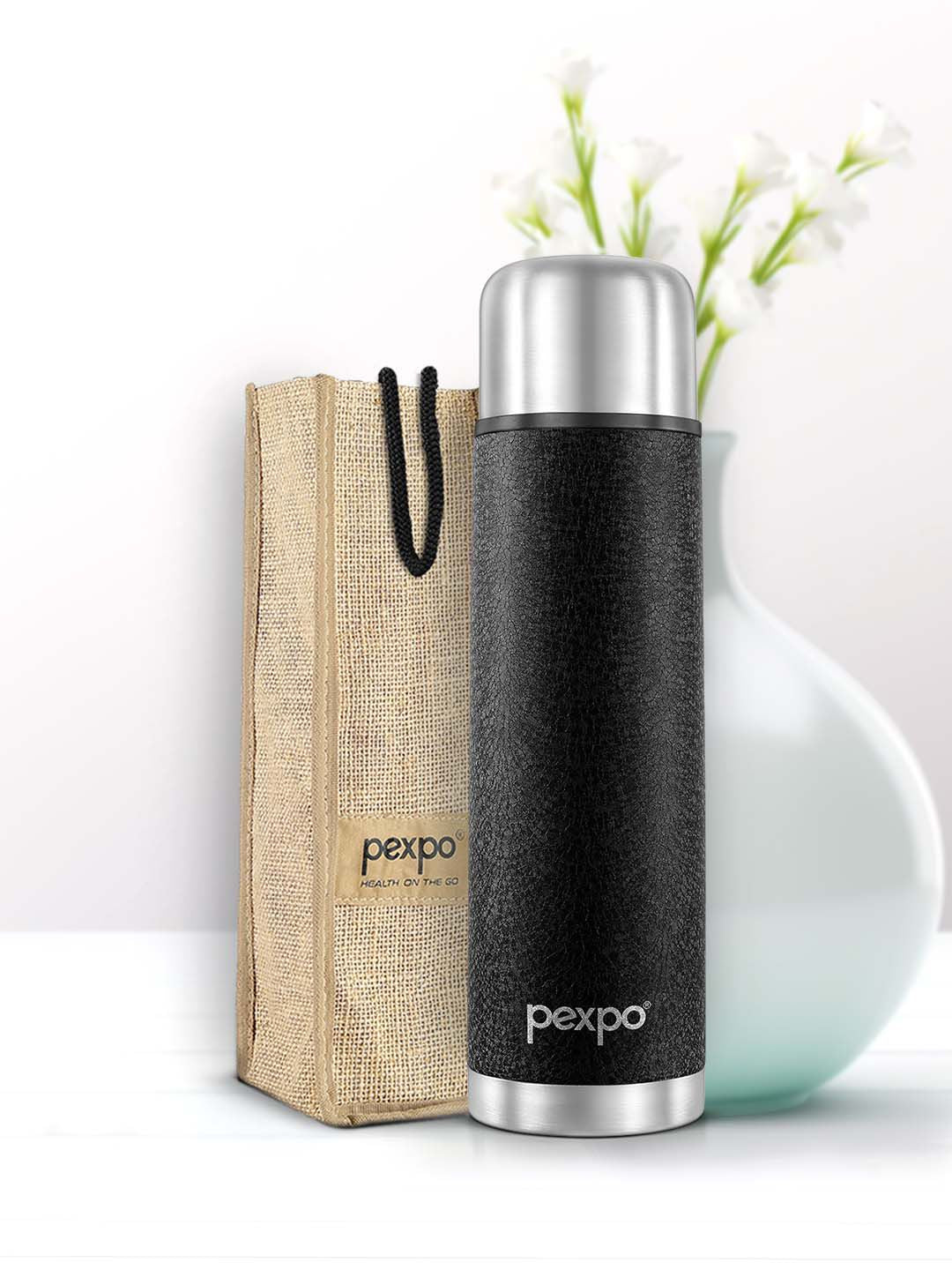 Pexpo Flamingo Black Thermosteel ISI Botol Air Bersertifikat Botol & Beg 1000ml