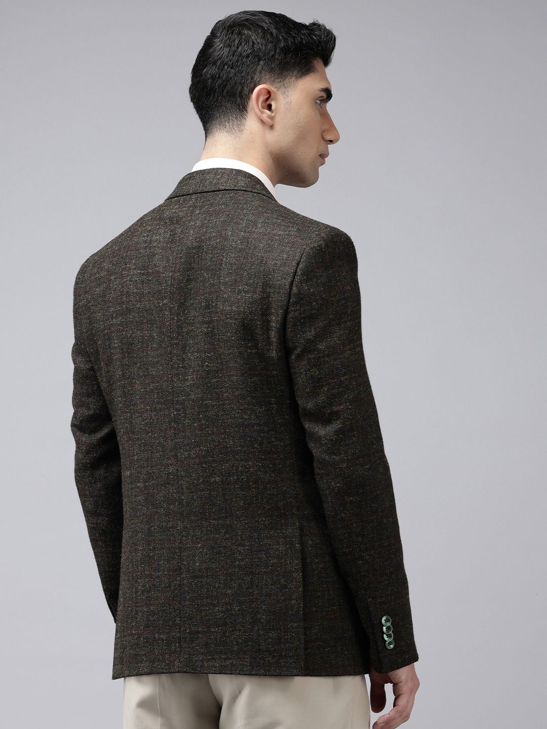 Park Avenue Checked Slim Fit Notched Lapel Single-Breasted Formal Blazer