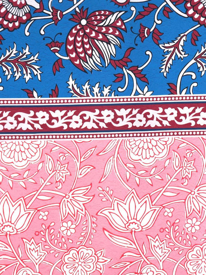 BOMBAY DYEING Peach Coloured Ethnic Printed Cotton 300 TC King Bedsheet & 4 Pillow Cover