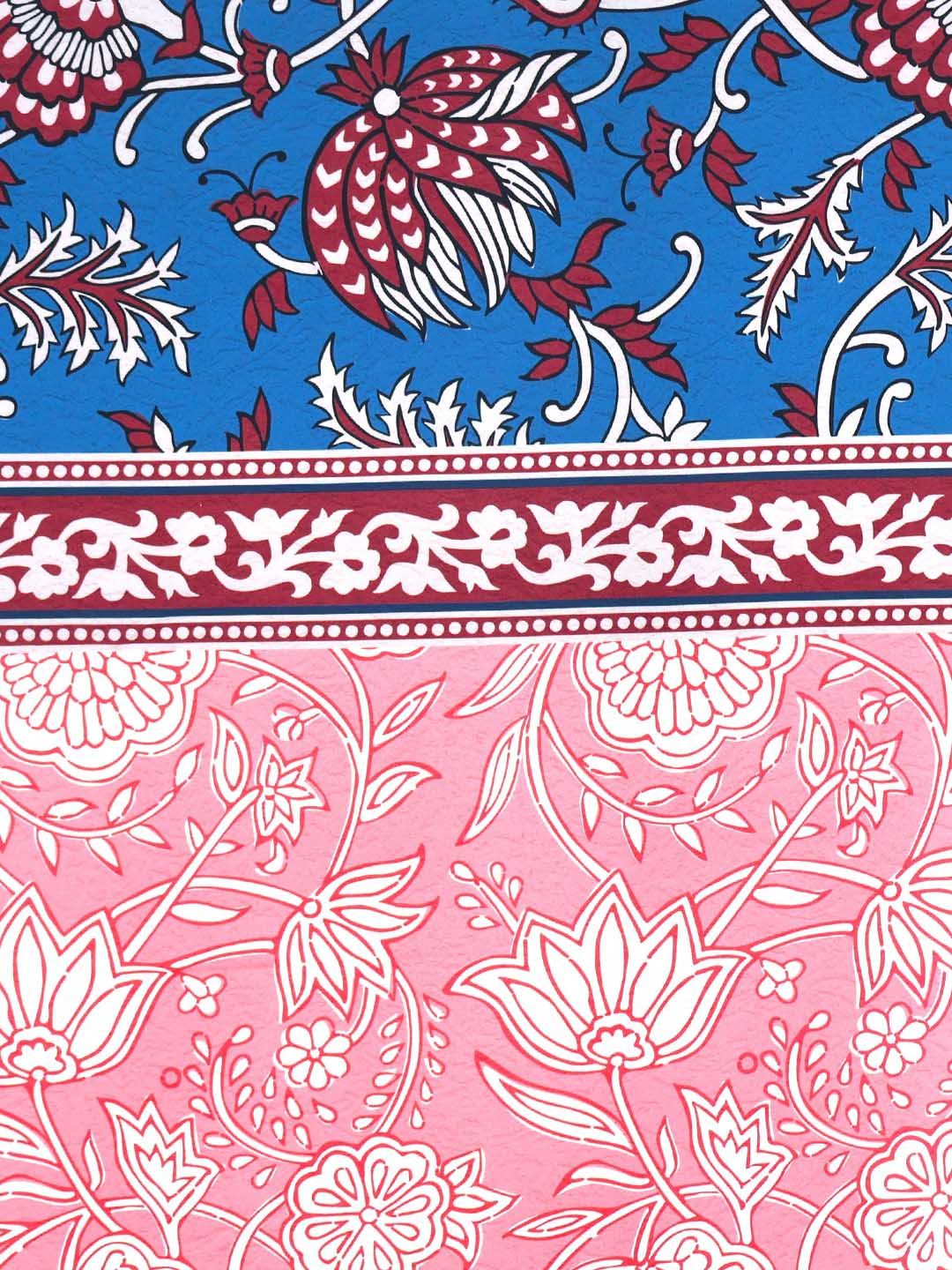 BOMBAY DYEING Peach Coloured Ethnic Printed Cotton 300 TC King Bedsheet & 4 Pillow Cover