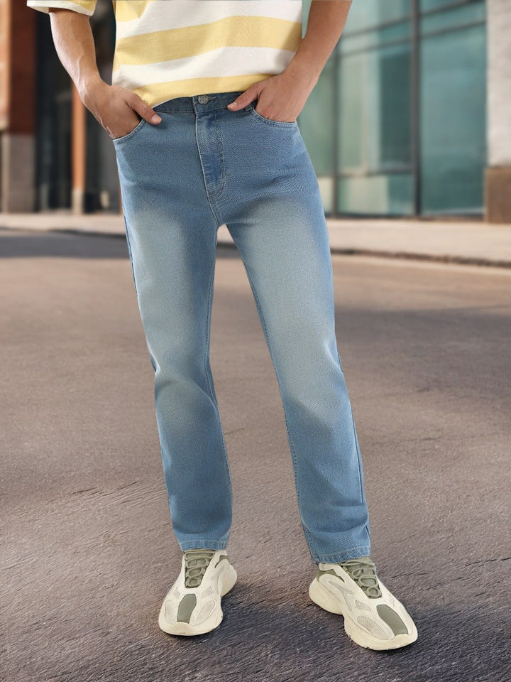 Urbano Fashion Men Straight Fit Mid-Rise Light Fade Stretchable Jeans