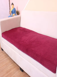 STITCHNEST Maroon Self Design 3 Seater Sofa Cover