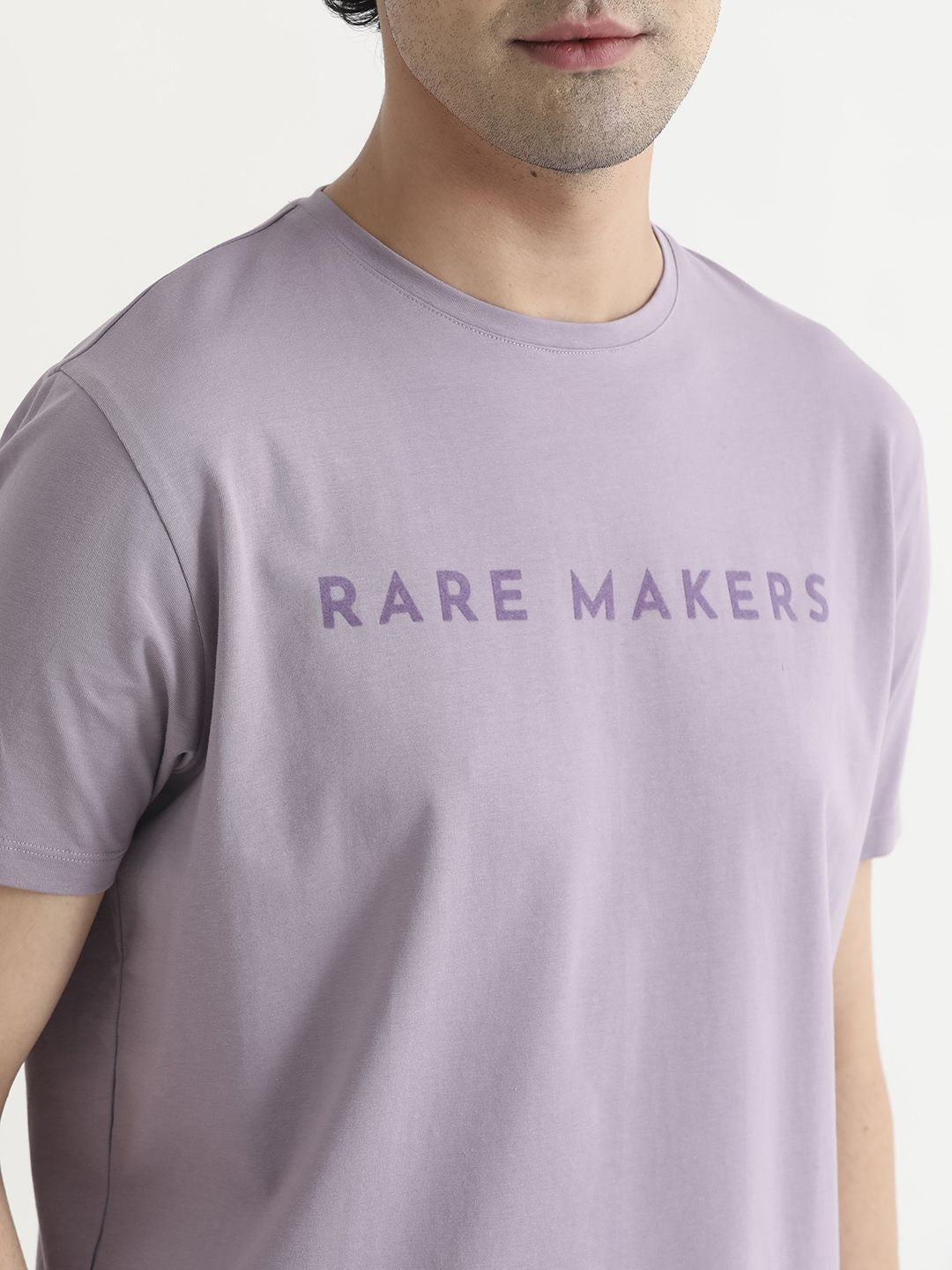 RARE RABBIT Men Burke Typography Printed Slim Fit Cotton T-Shirt