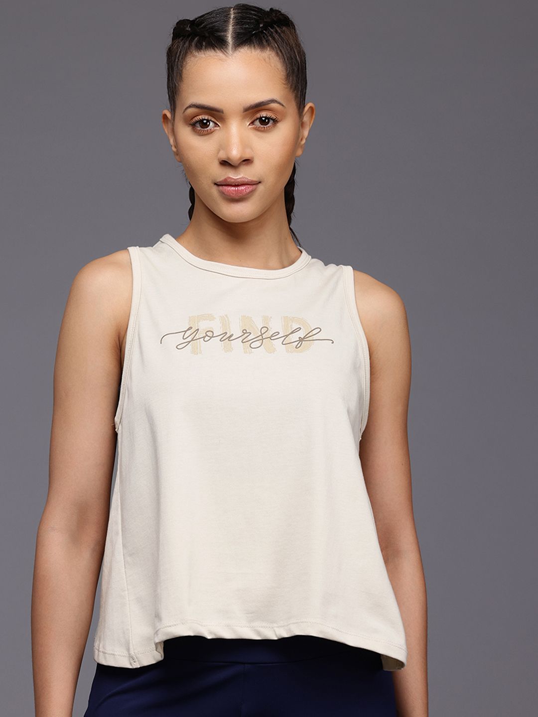 HRX by Hrithik Roshan Printed Style Back Yoga T-shirt