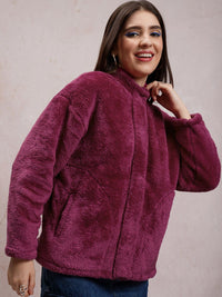 Tokyo Talkies Maroon Oversized Tailored Jacket