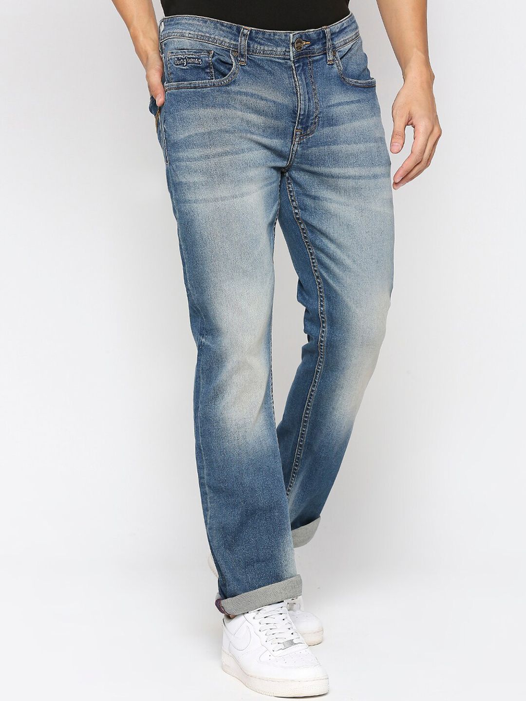 Being Human Men Blue Clean Look Mid-Rise Heavy Fade Jeans
