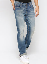 Being Human Men Blue Clean Look Mid-Rise Heavy Fade Jeans