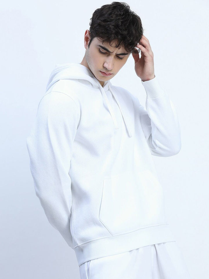 HIGHLANDER Men White Hooded Sweatshirt