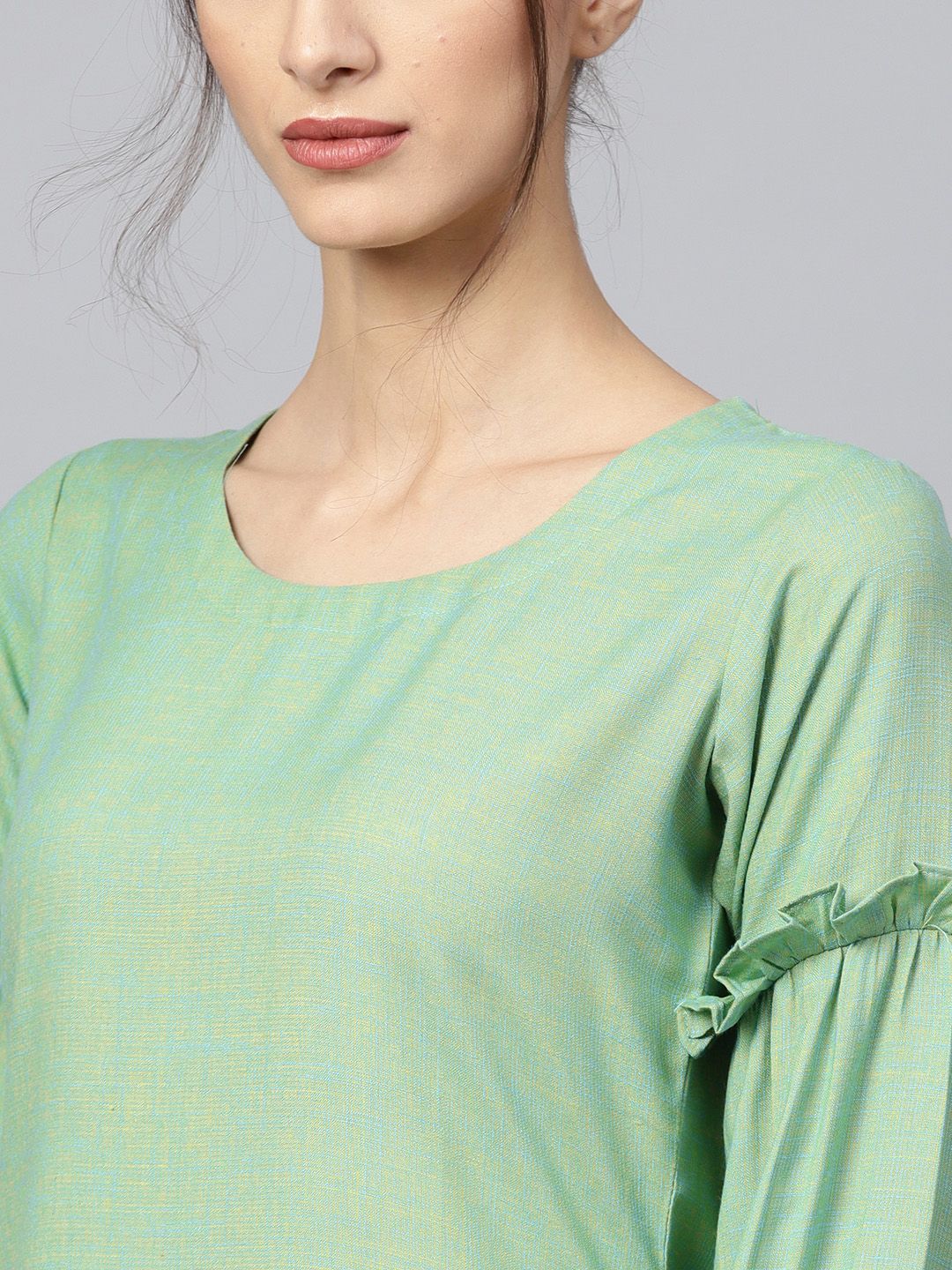 Gerua By Libas Women Green Solid A-Line Kurti