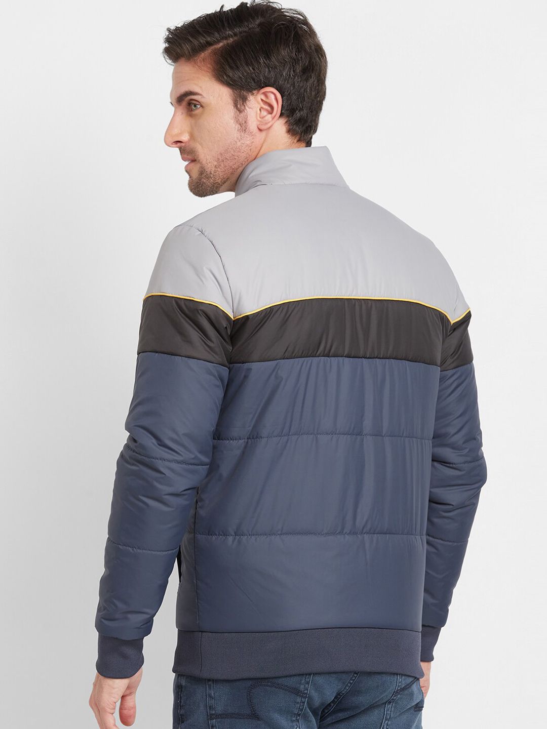 Being Human Colourblocked Mock Collar Padded Jacket