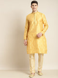 SOJANYA Woven Design Mandarin Collar Thread Work Cotton Silk Kurta
