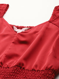 all about you Satin Finish Smocked Maxi Dress