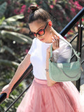Lino Perros Mint Green Croc Textured Baguette Bag