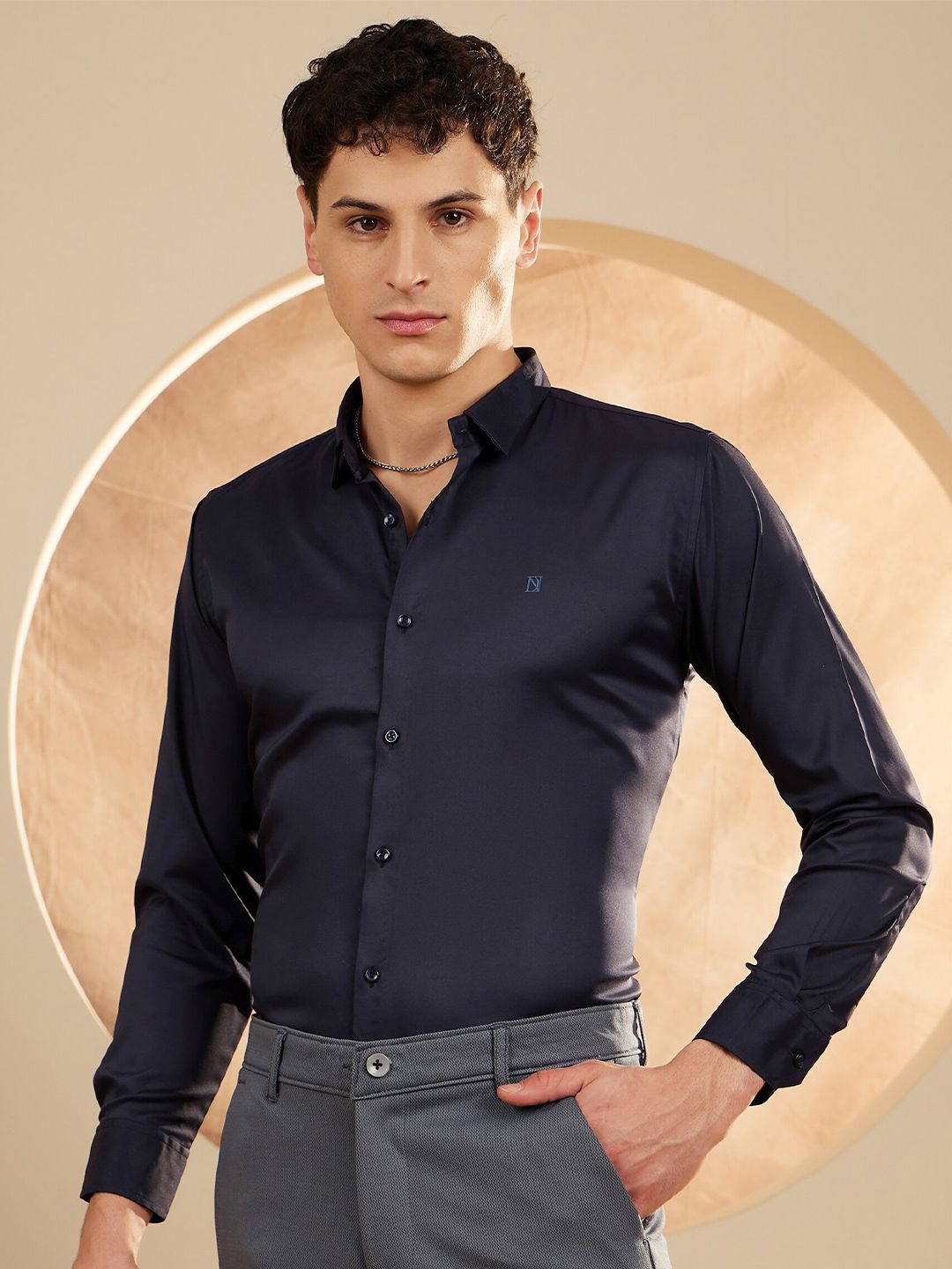 DENNISON Men Satin Wrinkle Free Shirt