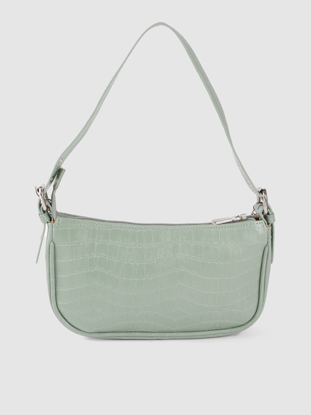 Lino Perros Mint Green Croc Textured Baguette Bag