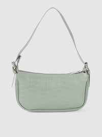 Lino Perros Mint Green Croc Textured Baguette Bag