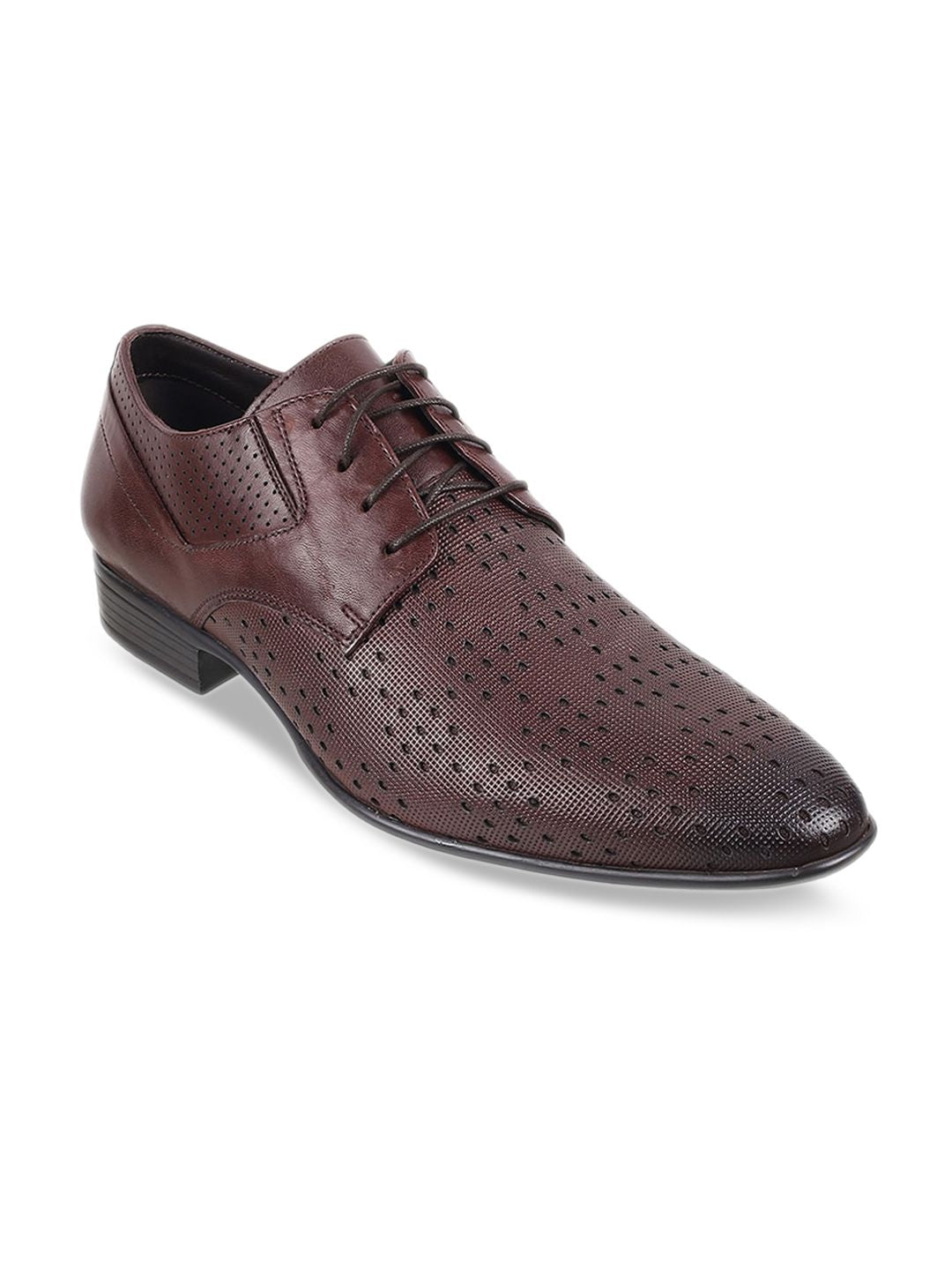 Metro Men Round Toe Leather Formal Derbys