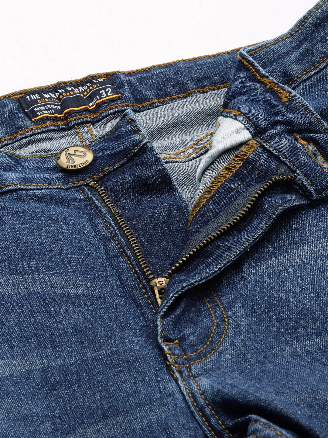 The Indian Garage Co Men Straight Fit Light Fade Stretchable Jeans