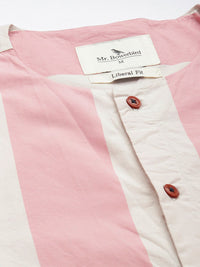 Mr Bowerbird Pure Cotton Collarless Striped Liberal Fit Casual Shirt