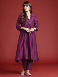 Indo Era Embroidered Panelled Sequinned Kurta with Trousers