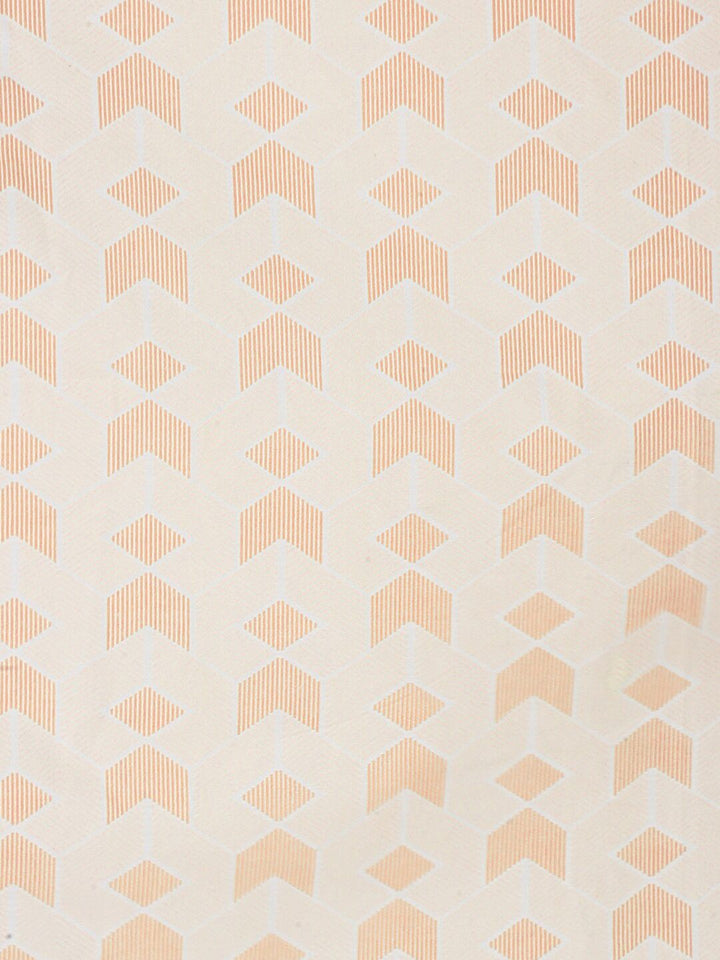 KLOTTHE Orange Geometric Cotton 300 TC Fitted Single Fine Bedsheet with a Pillow Cover-87 x 59 inches