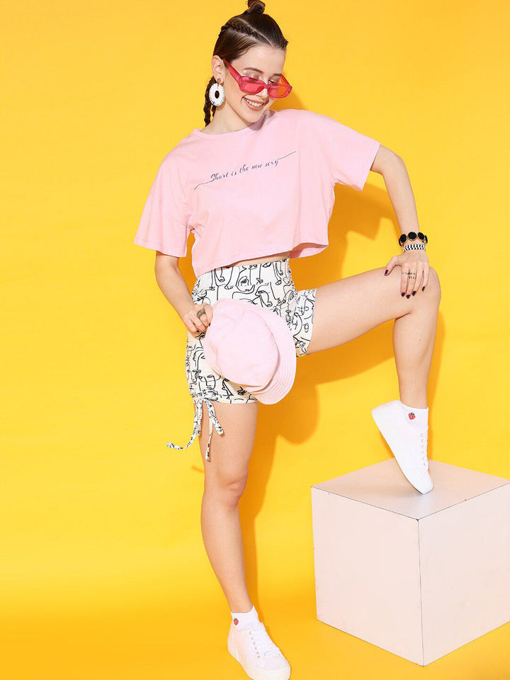 STREET 9 Women Pink Solid Crop Tshirt