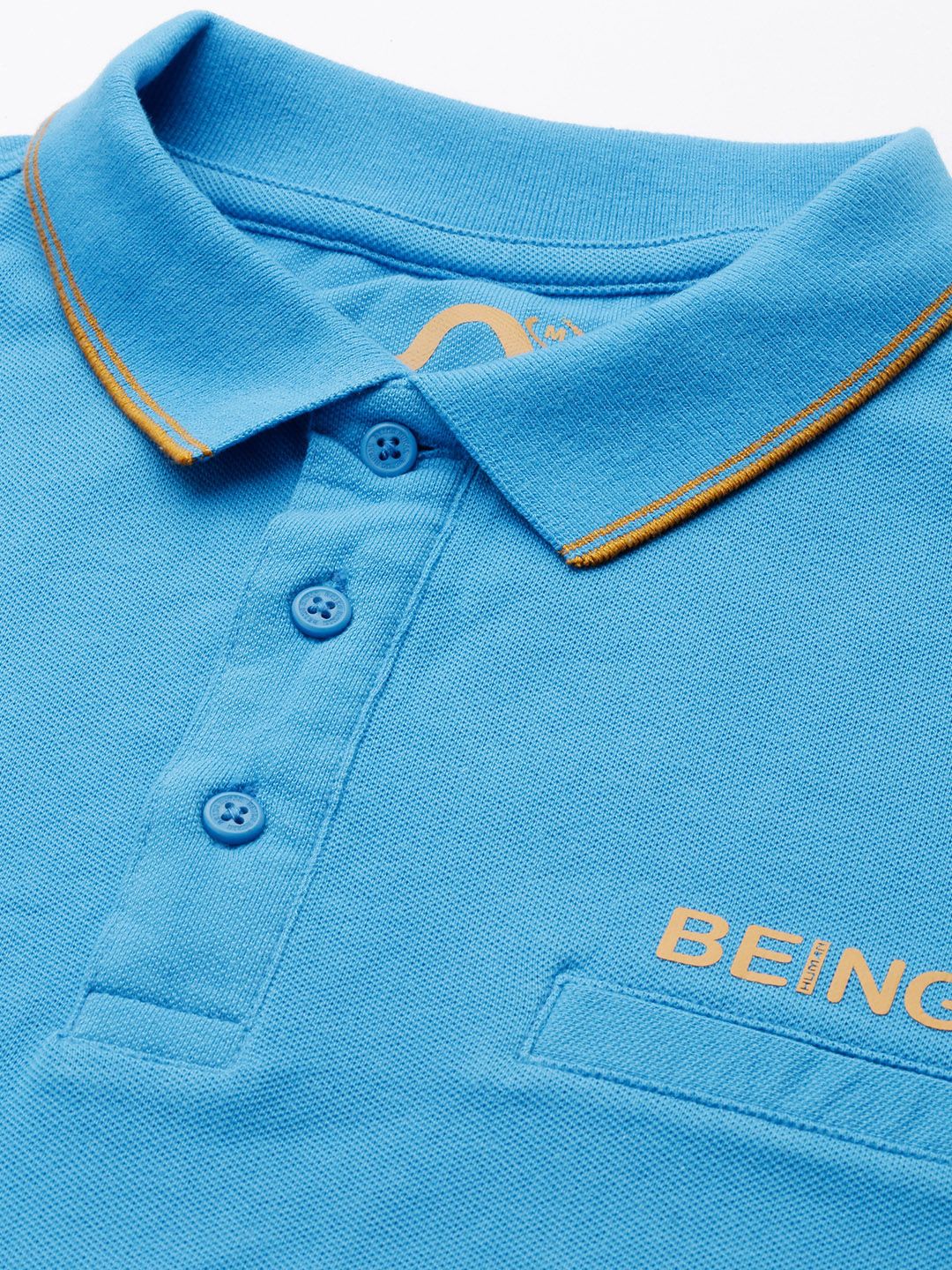 Being Human Polo Collar Pure Cotton T-shirt with Welt Pocket
