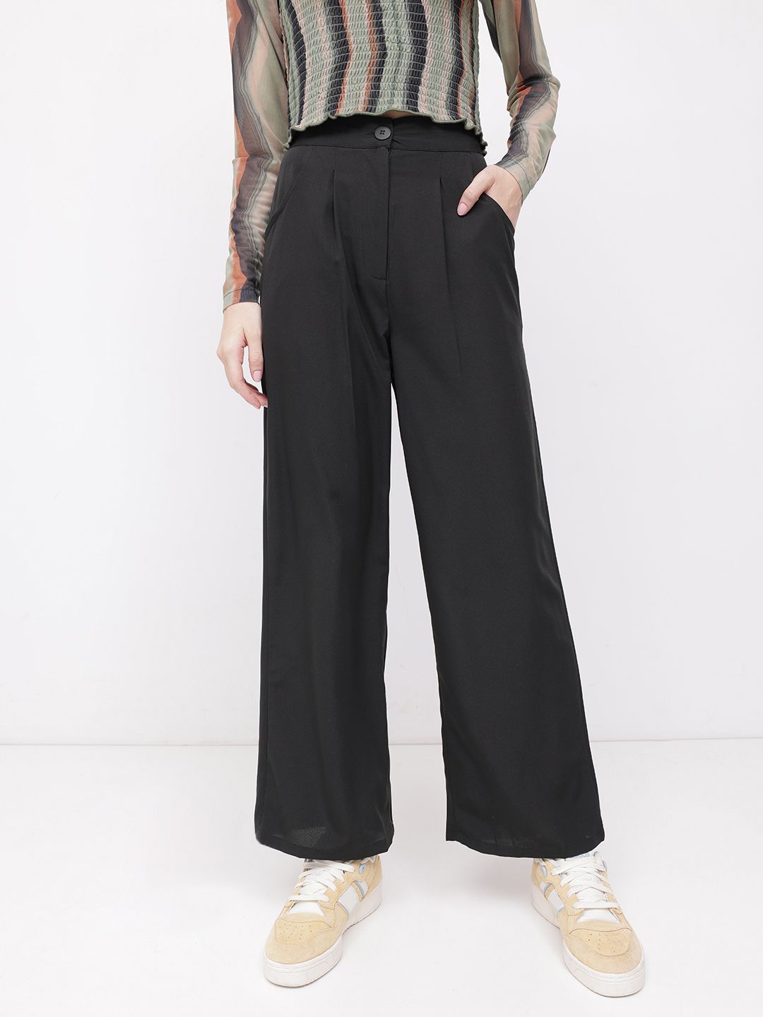 DressBerry Women Power Play Straight Fit Trousers