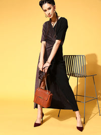 Athena Stylish Black Colourblocked Wrap It Up Dress