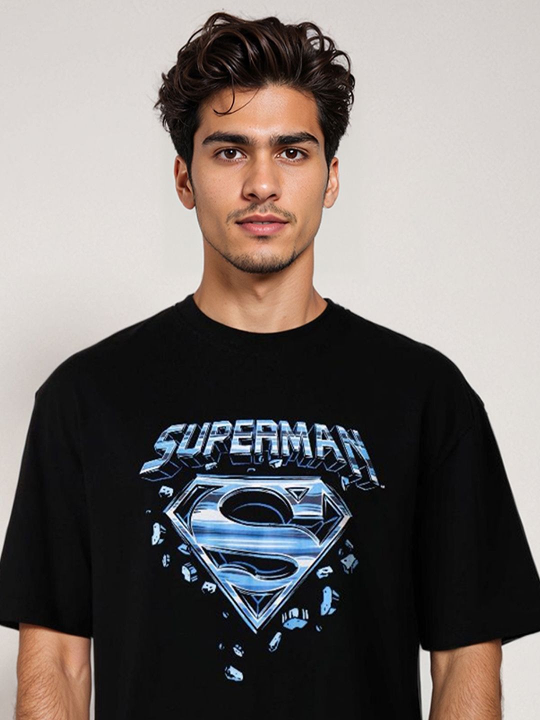 The Indian Garage Co Men Superman Graphic Printed Round Neck Cotton T-shirt